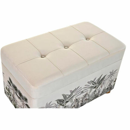 Bettfußbank DKD Home Decor Truhe natürlich Beige Polyester MDF grün Tropical (70 x 40 x 43 cm) (2 pcs)