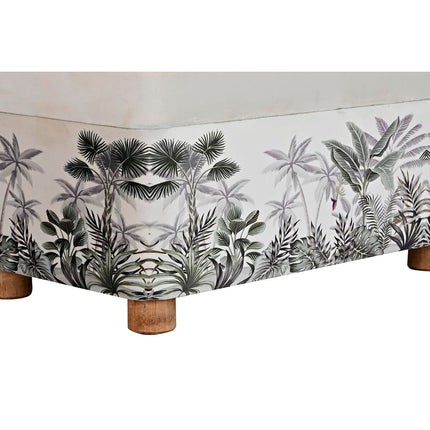 Bettfußbank DKD Home Decor Truhe natürlich Beige Polyester MDF grün Tropical (70 x 40 x 43 cm) (2 pcs)
