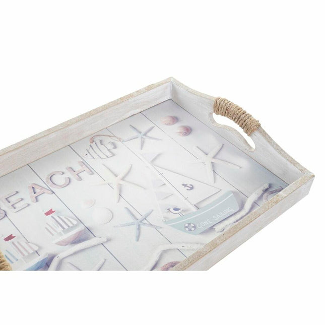 Tablettset DKD Home Decor Marineblau Bunt 40 x 30 x 6 cm Holz MDF Mediterraner (2 Stück)