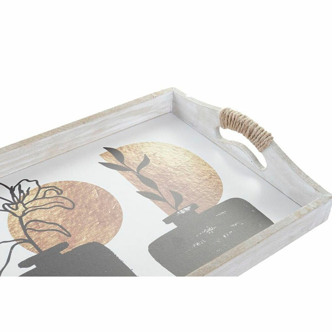Tablettset DKD Home Decor Vase Schwarz Gold Weiß 40 x 30 x 6 cm Moderne (2 Stück)
