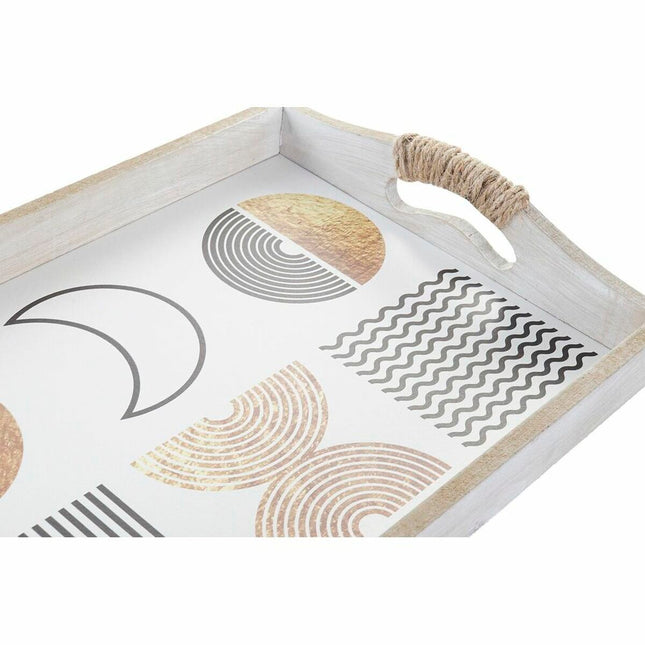 Tablettset DKD Home Decor Schwarz Gold Weiß 40 x 30 x 6 cm (2 Stück)