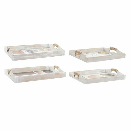 Tablettset DKD Home Decor Schwarz Gold Weiß 40 x 30 x 6 cm (2 Stück)