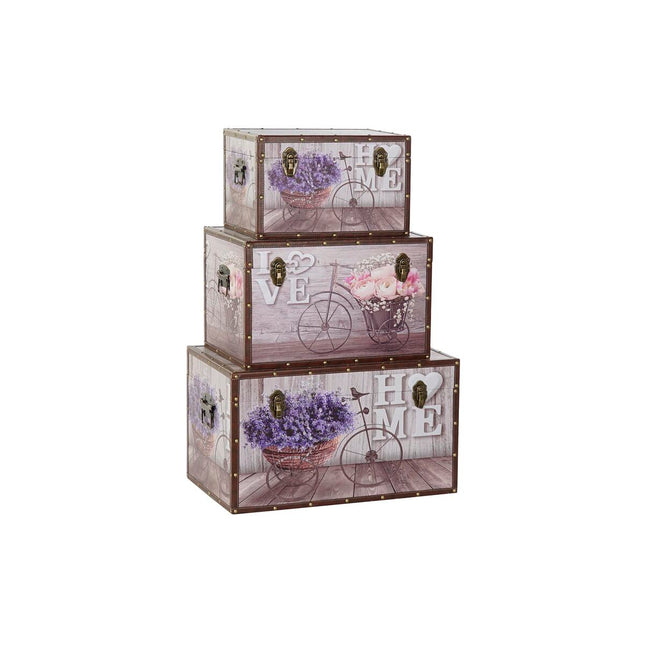 Truhensatz DKD Home Decor Leinwand Fahrrad MDF (59,5 x 34 x 34 cm)
