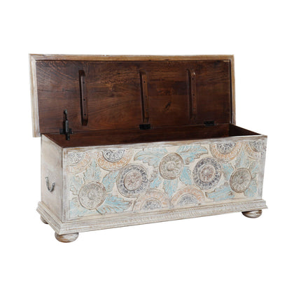 Truhe DKD Home Decor Weiß Messing Mango-Holz (116 x 40 x 45 cm)