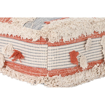 Puff DKD Home Decor Streifen Orange Weiß 60 x 60 x 25 cm Boho