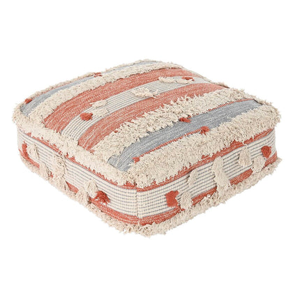 Puff DKD Home Decor Streifen Orange Weiß 60 x 60 x 25 cm Boho
