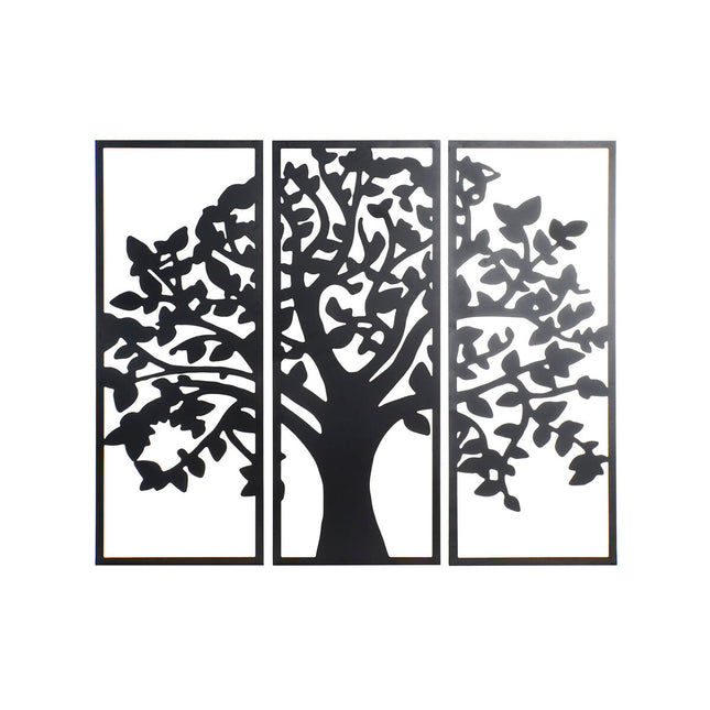 Wanddekoration DKD Home Decor 3 Stücke Schwarz Baum Metall (105 x 1,5 x 91 cm) (91 cm)
