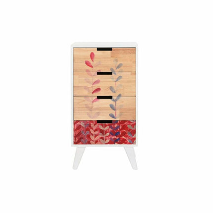 Schubladenschrank DKD Home Decor natürlich Kautschukholz Weiß Granatrot Paulonia-Holz (40 x 30 x 78 cm)