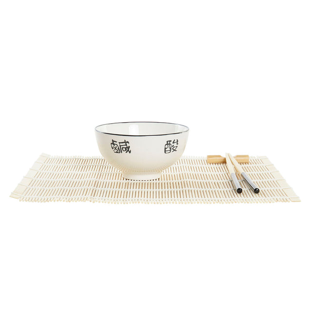 Sushi-Set DKD Home Decor 14,5 x 14,5 x 31 cm Weiß Steingut Orientalisch (16 Stücke)