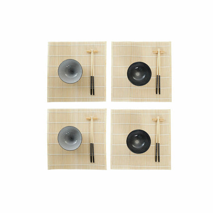 Sushi-Set DKD Home Decor 14,5 x 14,5 x 31 cm Schwarz Weiß Steingut Orientalisch (16 Stücke)