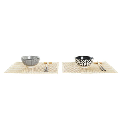 Sushi-Set DKD Home Decor 14,5 x 14,5 x 31 cm Schwarz Weiß Steingut Orientalisch (16 Stücke)