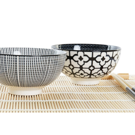 Sushi-Set DKD Home Decor 14,5 x 14,5 x 31 cm Schwarz Weiß Steingut Orientalisch (16 Stücke)