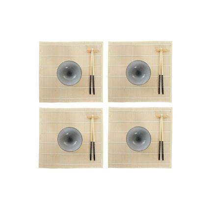 Sushi-Set DKD Home Decor 14,5 x 14,5 x 31 cm Schwarz Steingut Orientalisch (16 Stücke)