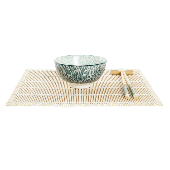 Sushi-Set DKD Home Decor 14,5 x 14,5 x 31 cm grün Steingut Orientalisch (16 Stücke)