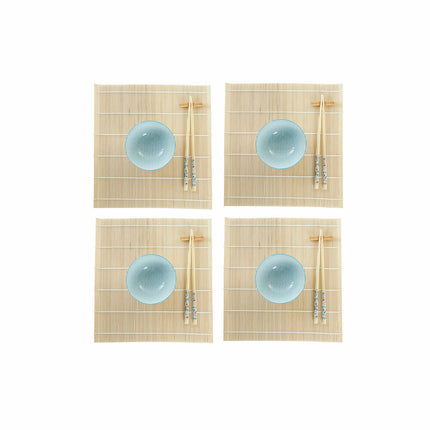 Sushi-Set DKD Home Decor 14,5 x 14,5 x 31 cm Blau Weiß Steingut Orientalisch (16 Stücke)