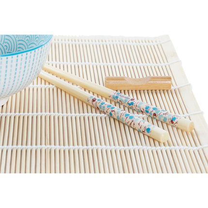 Sushi-Set DKD Home Decor 14,5 x 14,5 x 31 cm Blau Weiß Steingut Orientalisch (16 Stücke)