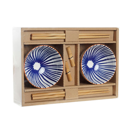 Sushi-Set DKD Home Decor 30 x 21 x 7 cm Weiß Steingut Orientalisch (6 Stücke)