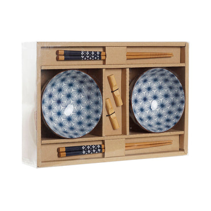Sushi-Set DKD Home Decor 30 x 21 x 7 cm Blau Steingut Orientalisch (6 Stücke)