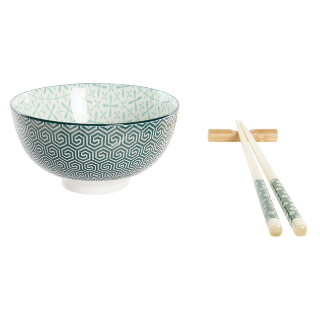 Sushi-Set DKD Home Decor 30 x 21 x 7 cm Weiß grün Steingut Orientalisch (6 Stücke)