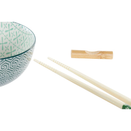 Sushi-Set DKD Home Decor 30 x 21 x 7 cm Weiß grün Steingut Orientalisch (6 Stücke)