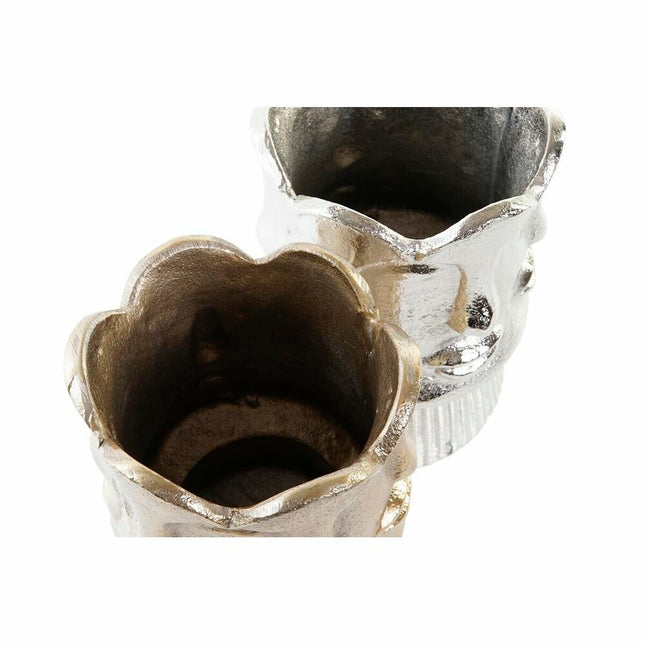 Vase DKD Home Decor Gold Gesicht Champagner Silberfarben Aluminium Moderne 12 x 12 x 17 cm (2 Stück)