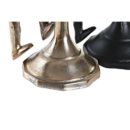 Kerzenleuchter DKD Home Decor 12 x 10 x 27 cm Champagner Schwarz Aluminium Moderne (2 Stück)