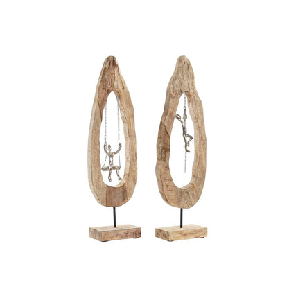 Deko-Figur DKD Home Decor 18 x 9 x 62 cm natürlich Silberfarben Braun (2 Stück)