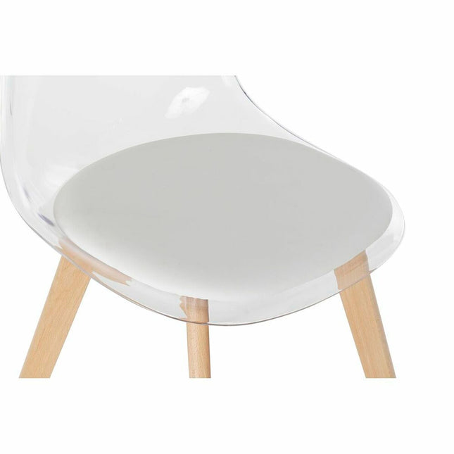 Esszimmerstuhl DKD Home Decor natürlich Holz Durchsichtig Weiß Polycarbonat (54 x 47 x 81 cm)