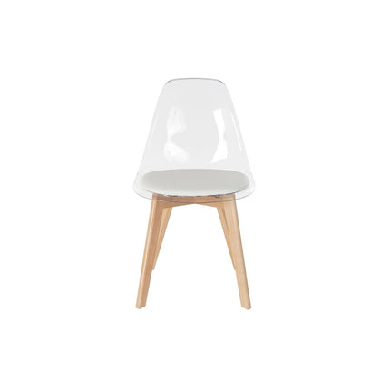 Esszimmerstuhl DKD Home Decor natürlich Holz Durchsichtig Weiß Polycarbonat (54 x 47 x 81 cm)