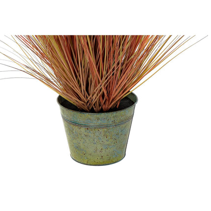 Dekorationspflanze DKD Home Decor Würfel 30 x 30 x 106 cm Orange Polyäthylen Burgunderrot Messing (2 Stück)