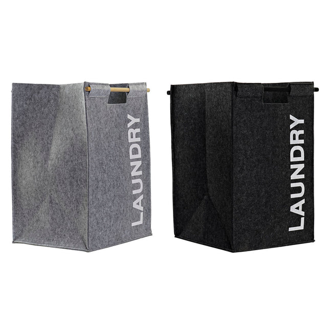 Korb für schmutzige Wäsche DKD Home Decor Holz Filz (37 x 37 x 55 cm) (2 Stück)