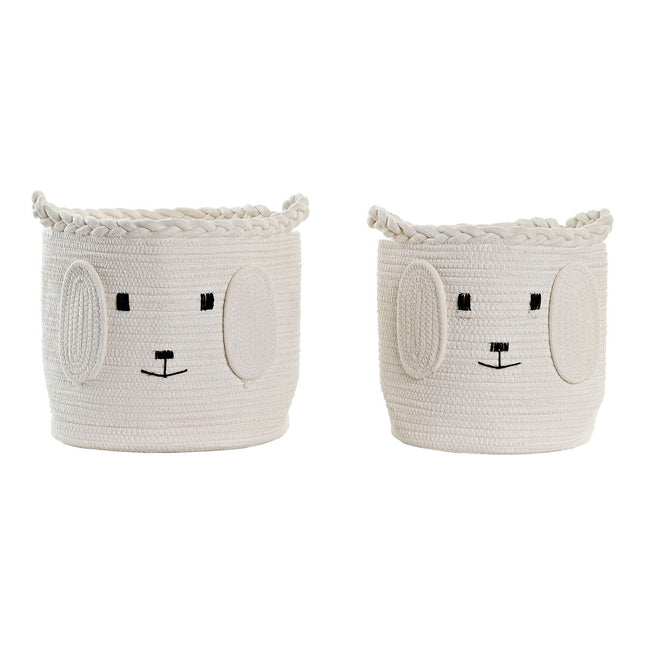 Korb-Set DKD Home Decor Baumwolle Für Kinder (32 x 32 x 28 cm)