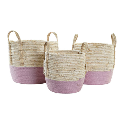 Korb-Set DKD Home Decor Schnur Naturfaser (3 Stücke) (30 x 30 x 26 cm)