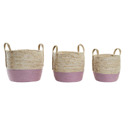 Korb-Set DKD Home Decor Schnur Naturfaser (3 Stücke) (30 x 30 x 26 cm)