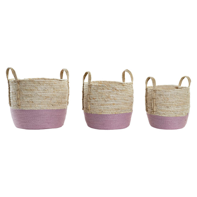 Korb-Set DKD Home Decor Schnur Naturfaser (3 Stücke) (30 x 30 x 26 cm)