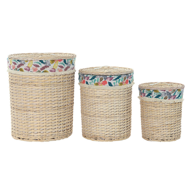 Korb für schmutzige Wäsche DKD Home Decor Polyester korb (46 x 46 x 56 cm) (3 Stücke)