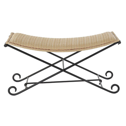 Barhocker DKD Home Decor   Schwarz Metall Hellbraun Rattan (94 x 49 x 44 cm)
