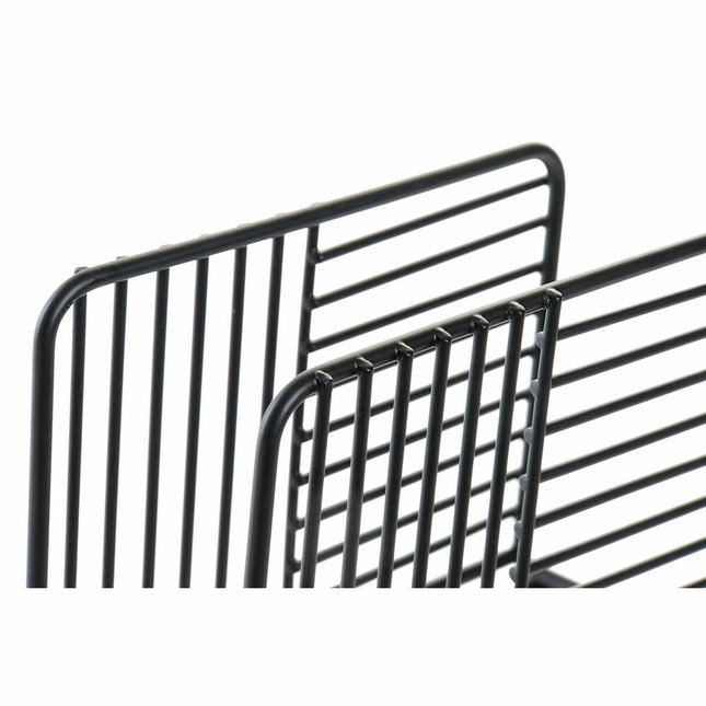 Serviettenring DKD Home Decor Raster 15,5 x 6,5 x 11,5 cm Schwarz Metall