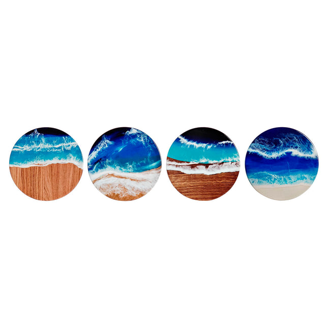 Untersetzer DKD Home Decor Dolomite Strand Kork Mediterraner (4 pcs)