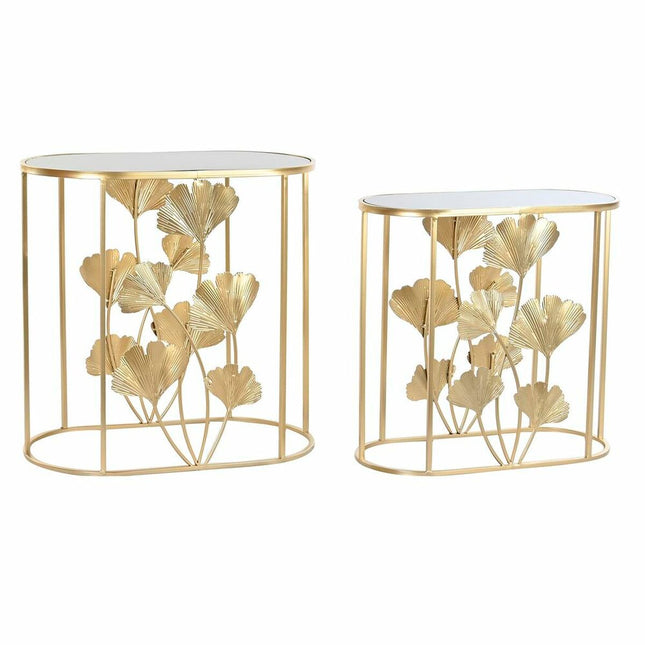 2nd-Set Tischchen DKD Home Decor Kristall Gold Metall (61 x 35 x 60 cm)