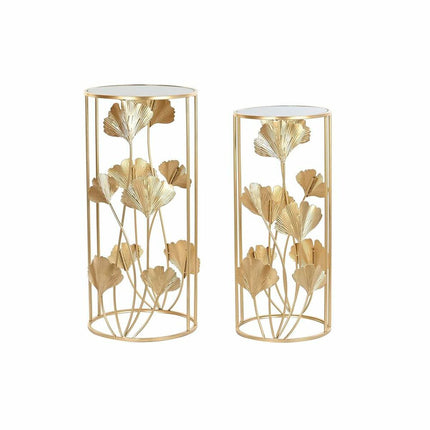 2nd-Set Tischchen DKD Home Decor Kristall Gold Metall (35 x 35 x 75 cm)