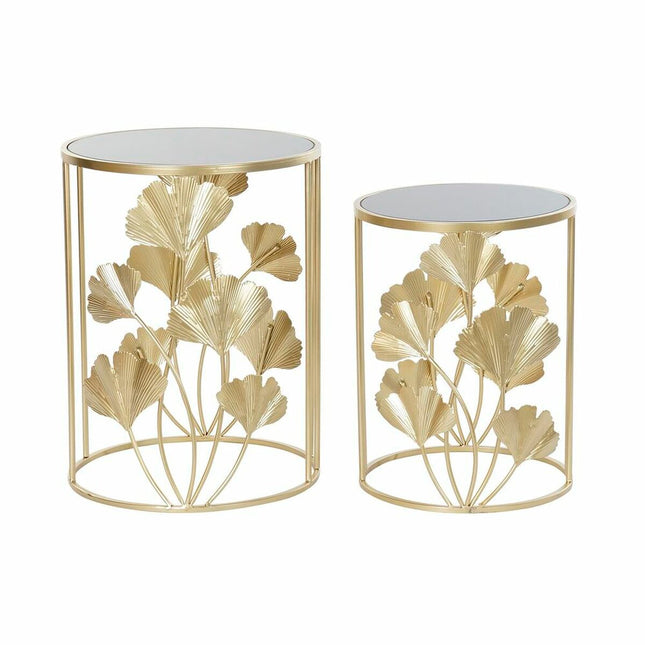 2nd-Set Tischchen DKD Home Decor Kristall Gold Metall (41,5 x 41,5 x 55 cm)