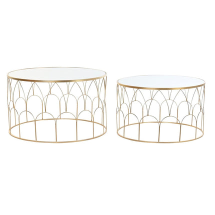 Satz mit 2 Tischen DKD Home Decor Spiegel Gold Metall 80 x 80 x 47 cm