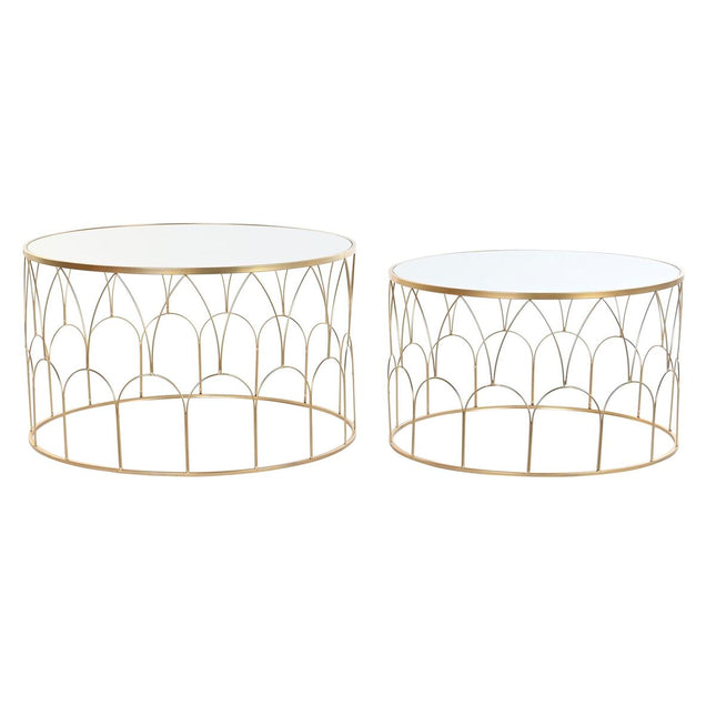 Satz mit 2 Tischen DKD Home Decor Spiegel Gold Metall 80 x 80 x 47 cm