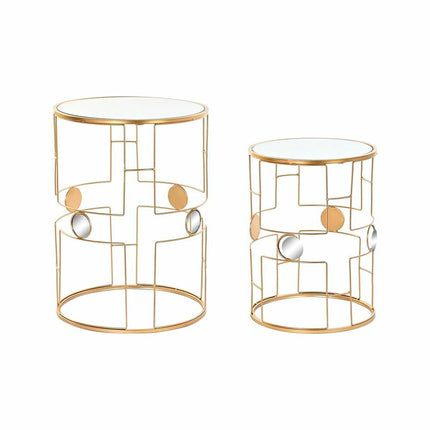 2nd-Set Tischchen DKD Home Decor Spiegel Gold Metall (40 x 40 x 54,5 cm)