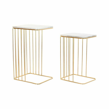 2nd-Set Tischchen DKD Home Decor Gold Metall Marmor (45,4 x 37,5 x 73 cm)