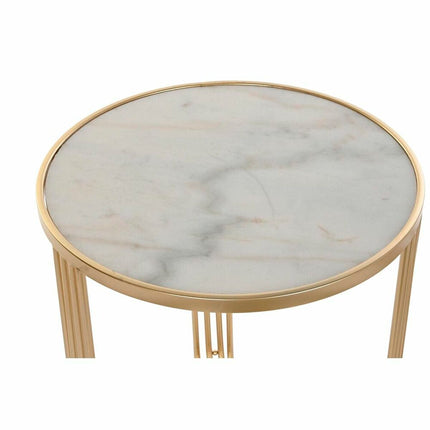 Satz mit 2 Tischen DKD Home Decor 47,5 x 47,5 x 56 cm Gold Metall Weiß Marmor