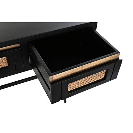 Konsole DKD Home Decor natürlich Schwarz Rattan Mango-Holz (125 x 40 x 76 cm)