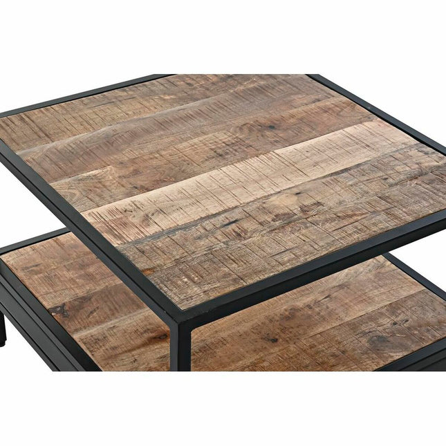 Beistelltisch DKD Home Decor Schwarz Metall Braun Mango-Holz (60 x 60 x 46 cm)