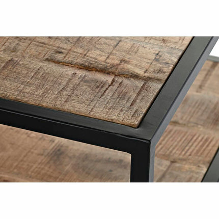Beistelltisch DKD Home Decor Schwarz Metall Braun Mango-Holz (60 x 60 x 46 cm)